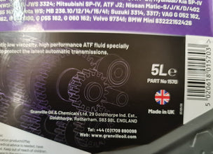 Granville 1570 ATF Dexron VI Automatic Transmission Fluid 5 Litre Single