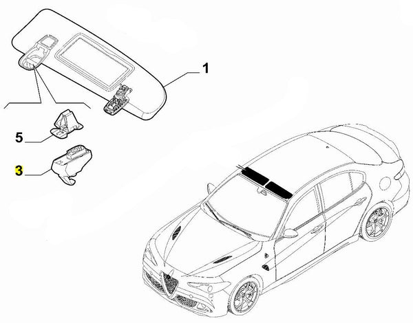 Sun visor Clip, Grey - Giulia