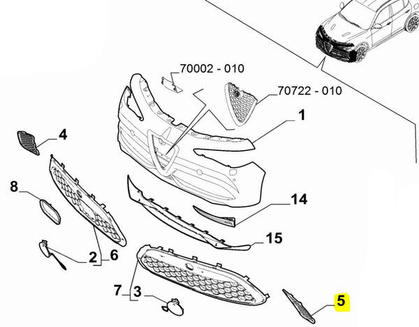 NearsideFront Bumper Grille - Stelvio Quadrifoglio