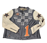 Harley Davidson Women's Vintage Race-Inspired Leather Jacket XXL