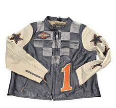 Harley Davidson Women's Vintage Race-Inspired Leather Jacket XXL