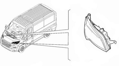 Headlamp, Offside / Right - Ducato 2014- (With DRL)