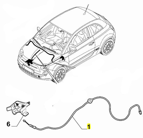 Bonnet Release Cable - 500E