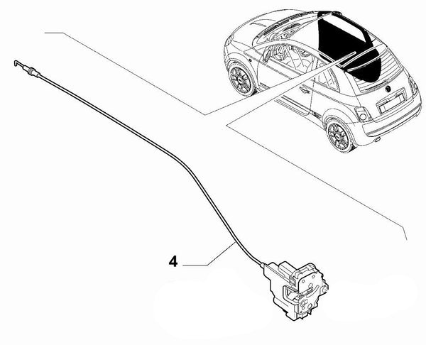Door Lock, Offside - 500 Abarth