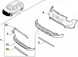 Front Bumper Lower Trim - 500X Cross 2015-2018