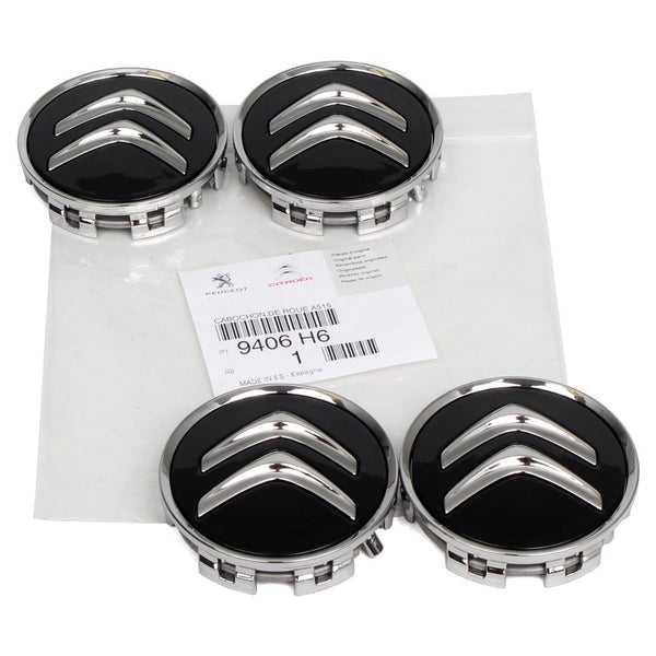 Centre Cap Set, Black- Citroen
