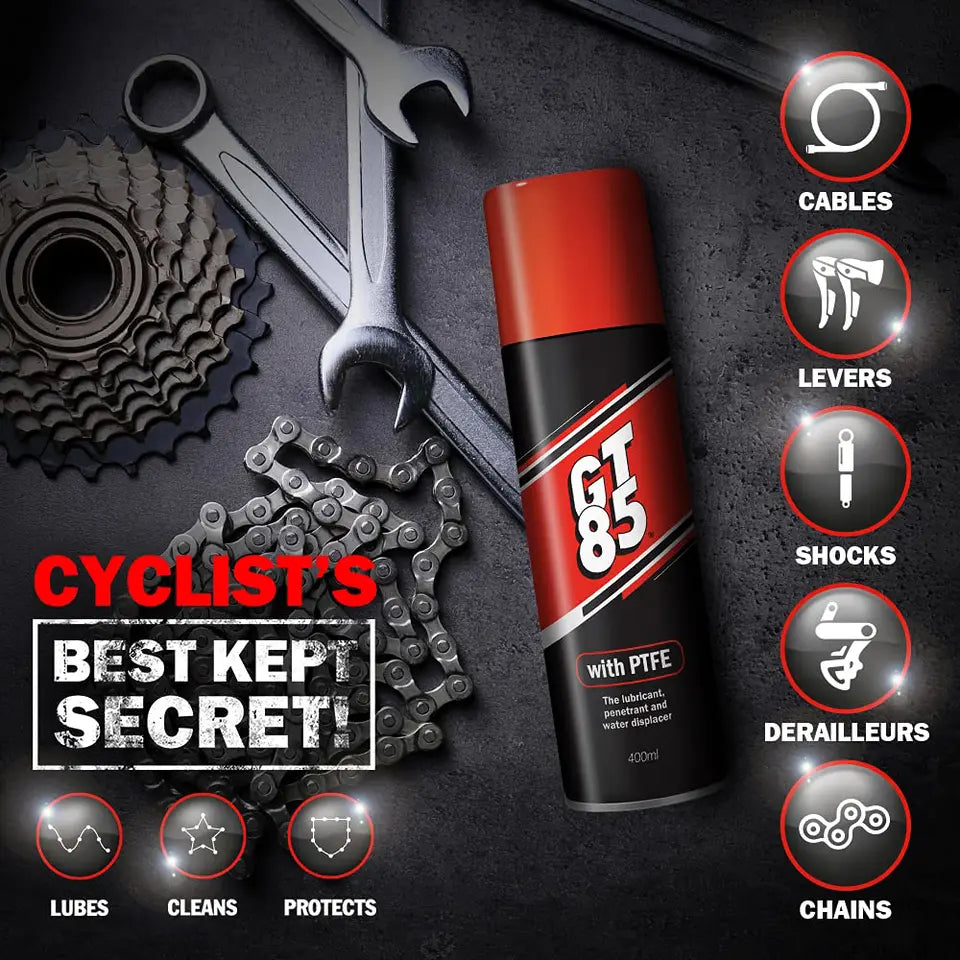 GT85 Multi-purpose Spray Lubricant Oil - Bicycle Bike Chain Lube Chain Partsworld-UK GT85 Multi-purpose Spray Lubricant Oil - Bicycle Bike Chain Lube Chain Partsworld-UK
