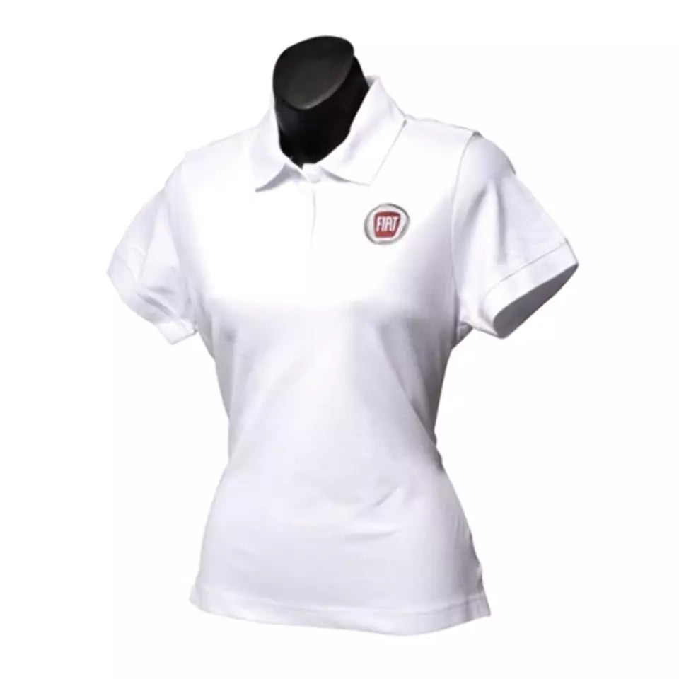 Short Sleeve Ladies Polo Shirt, White - Fiat