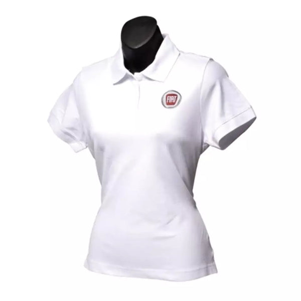 Short Sleeve Ladies Polo Shirt, White - Fiat