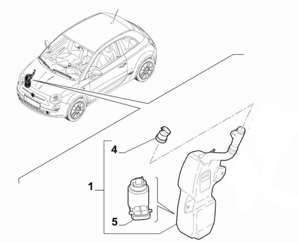 Washer Bottle - Fiat 500 2015> 52109341