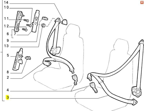 Seat Belt, Nearside Front - Fiat Tipo 1987-1993