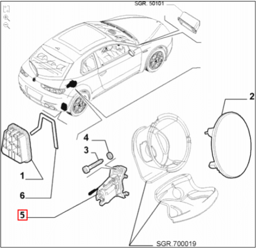 Lock, Fuel cap Release - Alfa Romeo Brera 60598574