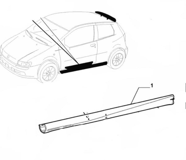 Side Skirt, Nearside - Fiat Punto Abarth 188 Mk2 Mk2B 735282532
