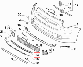 Moulding, Front Bumper - Fiat 500 2015> 735642074