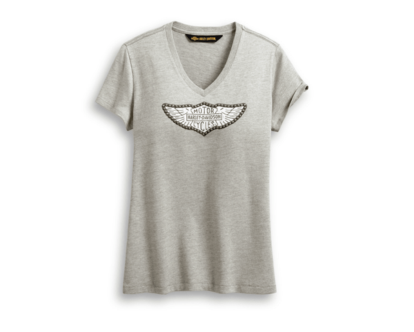 6185-20VW/000L Harley Davidson Women's Distressed Wing Logo Tee