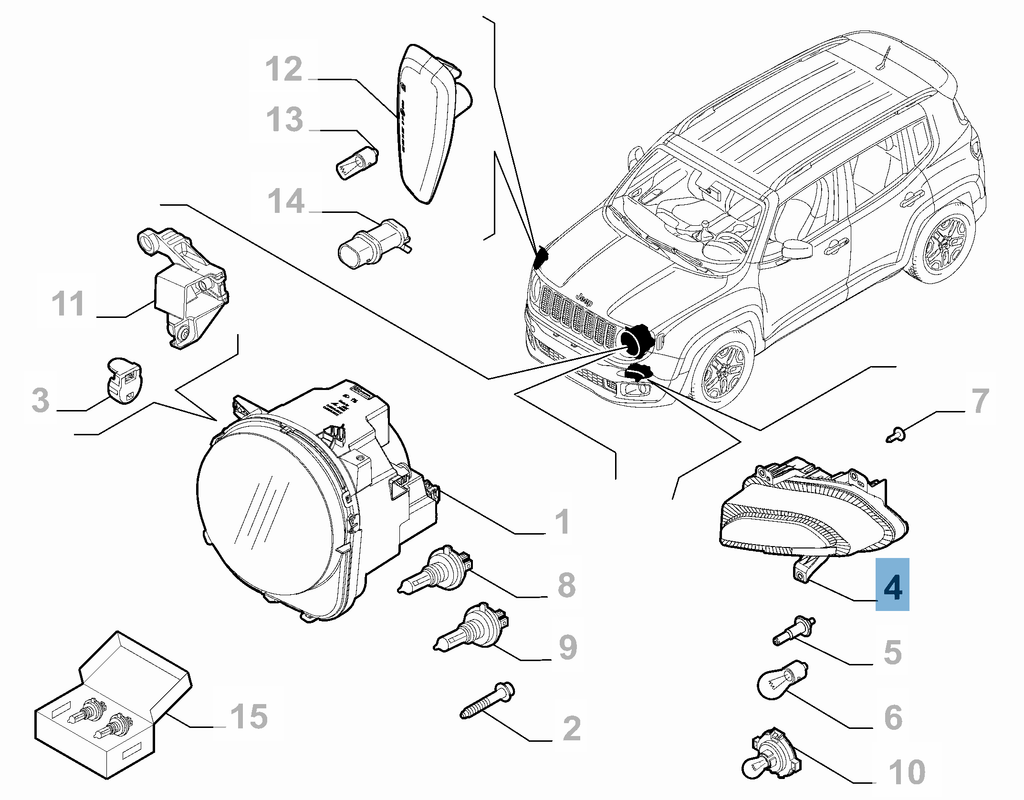 Left Headlamp For Jeep Renegade