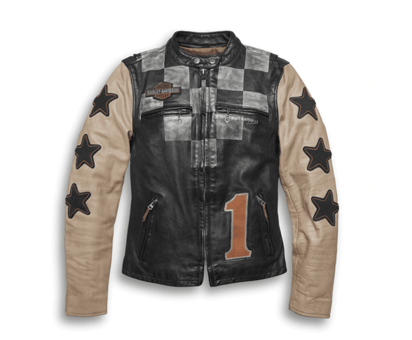 97003-20VW/022L Harley Davidson Women's Vintage Race-Inspired Leather Jacket