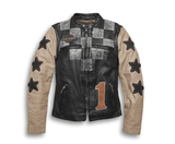 97003-20VW/022L Harley Davidson Women's Vintage Race-Inspired Leather Jacket
