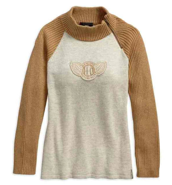 Harley-Davidson Women's Winged H-D Patch Zippered Ski Sweater - Partsworld-UK - 96375-19VW/002L