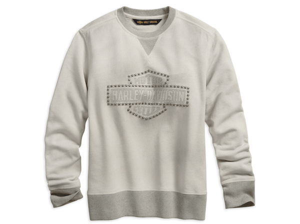 Harley Davidson Women's Studded Logo Pullover Sweatshirt, Off-White - Partsworld-UK - HDZ96322-19VW/022L
