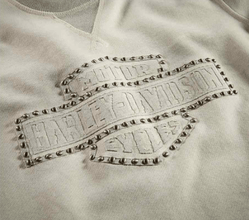 Harley Davidson Women's Studded Logo Pullover Sweatshirt, Off-White - Partsworld-UK - HDZ96322-19VW/022L