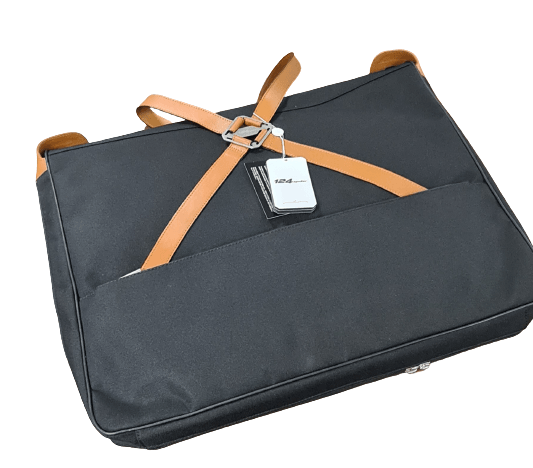 This is a genuine 124 Garment Bag
Especially produced by Garda&Co

Made from waterproof material and a user-friendly design.

The zip-around closure and waterproof, soft and breathable material enable to easily and securely store suits and dresses and keep them clean and neat.

Removable shoulder strap, inner support for regular hanger, two fixing straps for clothing.

Two metal hangers included.