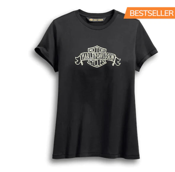 Harley Davidson Women's Distressed Banner Logo Tee - Partsworld-UK - 96186-20VW/002L